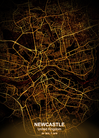 newcastle city night map