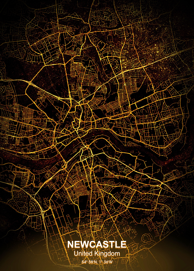 newcastle city night map