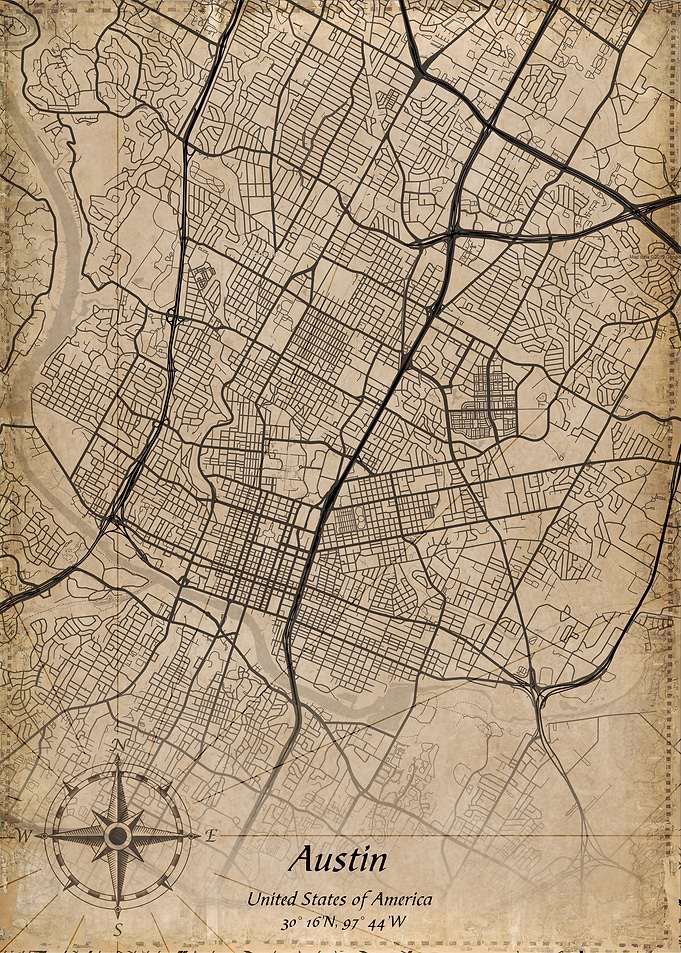 austin vintage city map