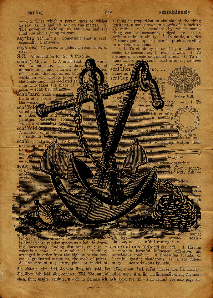 Twin anchors engraving