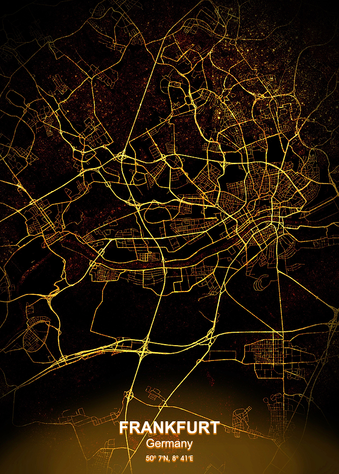frankfurt city night map