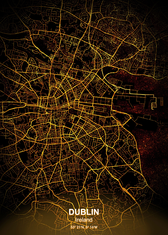 dublin city night map