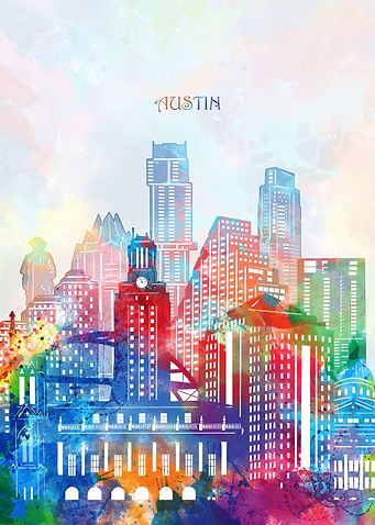 austin cityscape color