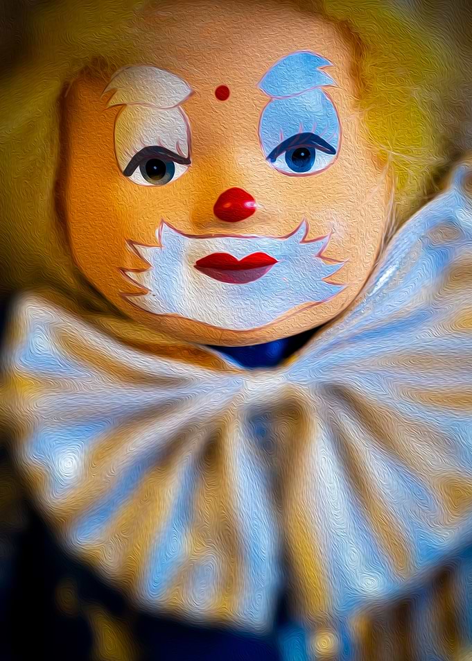 blue sad clown face