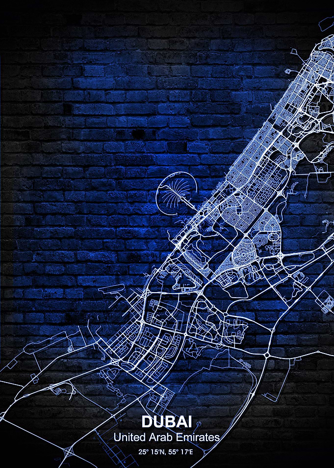 dubai blue city map