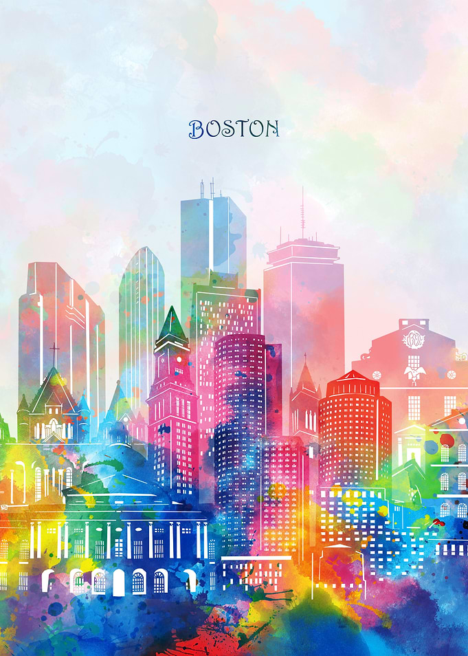 boston cityscape color