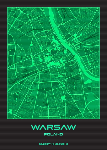 Warsaw Synthwave City Map