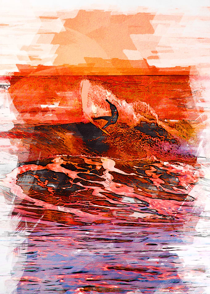 Red Surfer Waves