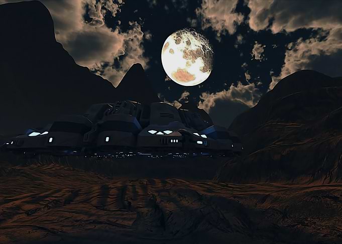 Alien spaceship mountains
