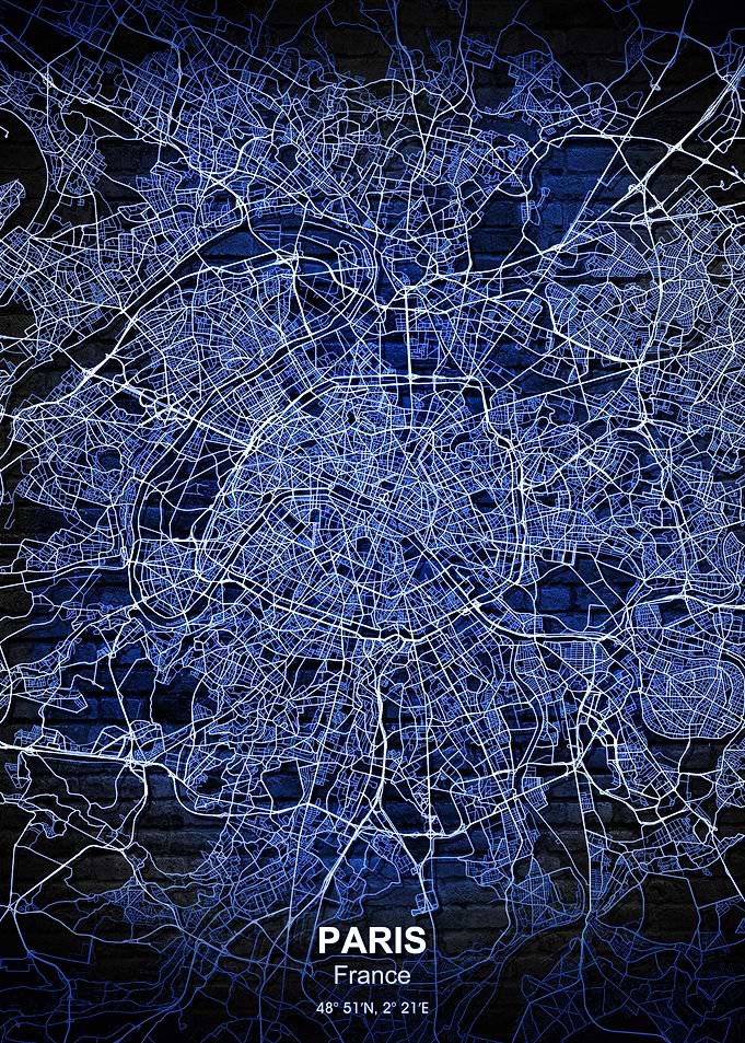 paris blue city map