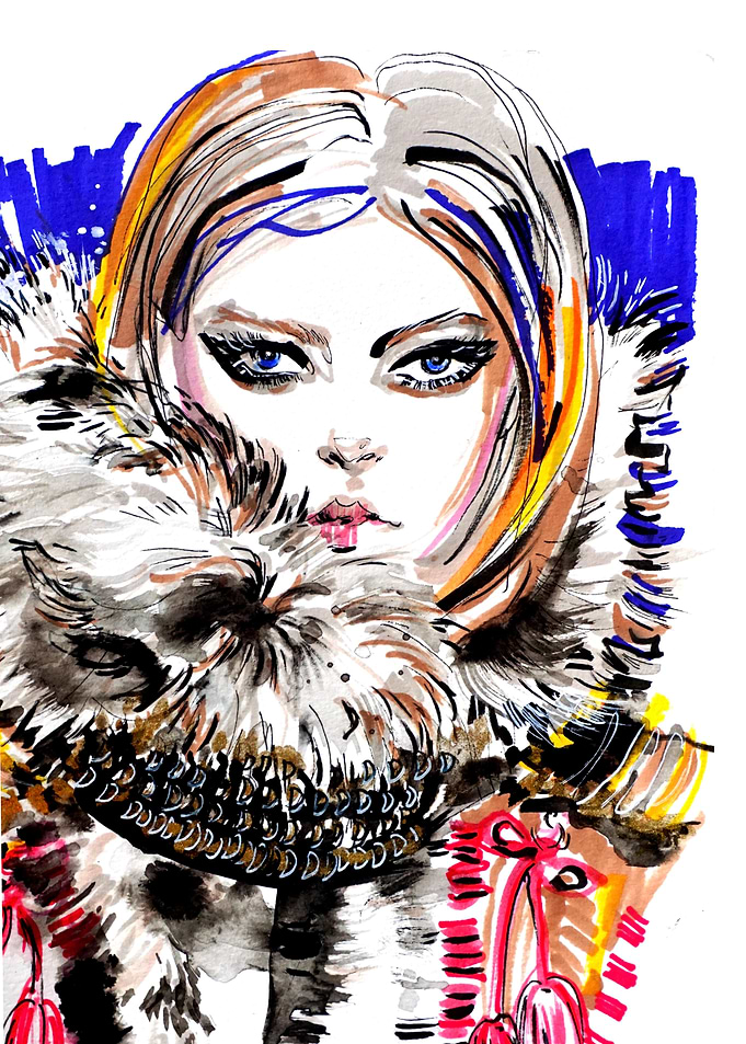 Fashion girl Yellow Pink