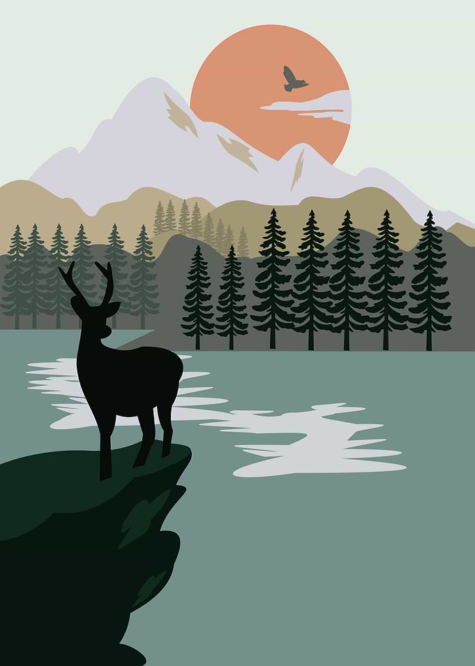Mountain Trees With Animal