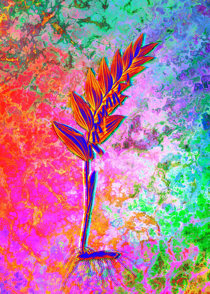 Neon Botanical Drawing