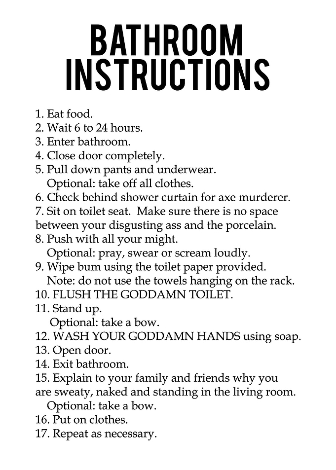 Funny Bathroom Instruction