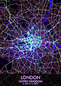 LONDON Night City Map