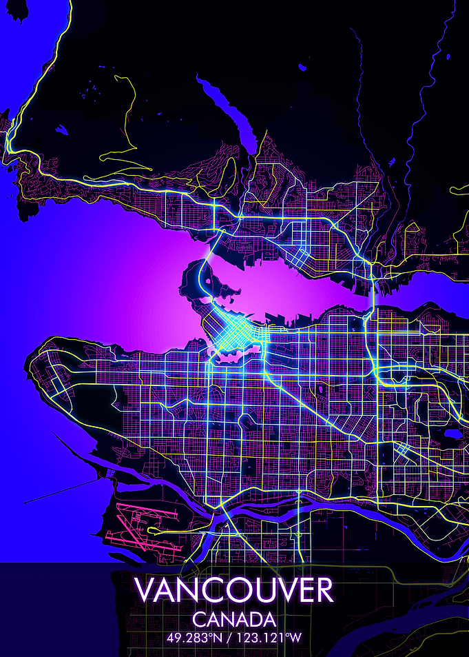 VANCOUVER Night City Map