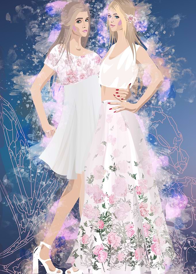 Two fashion girls hugging