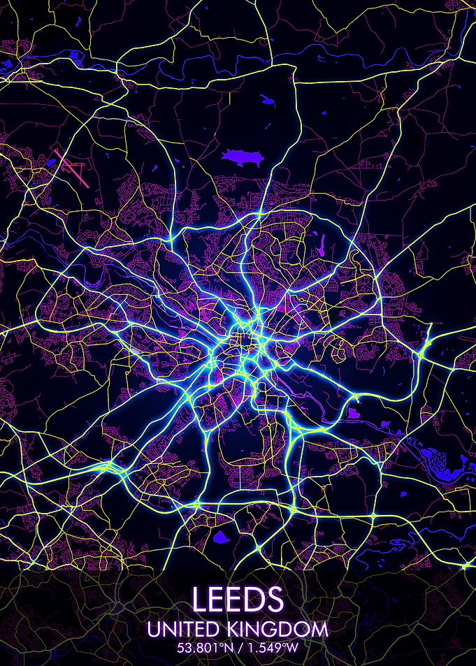Leeds Night City Map