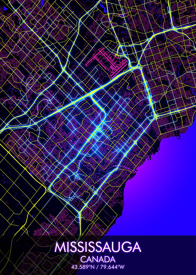 MISSISSAUGA Night City Map