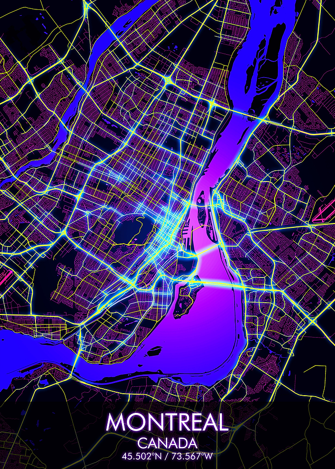 MONTREAL Night City Map