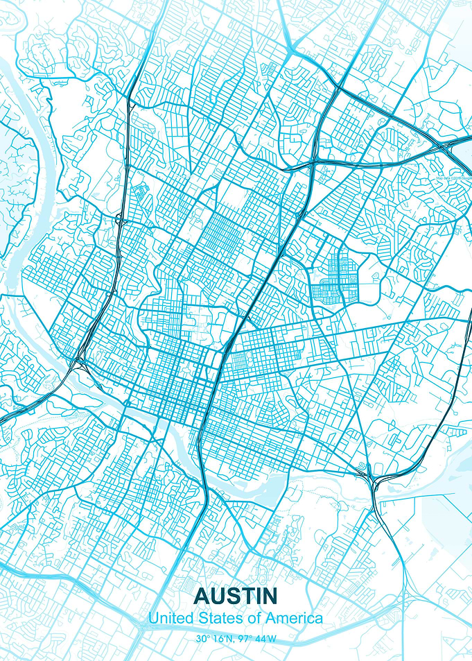 austin pastel city map