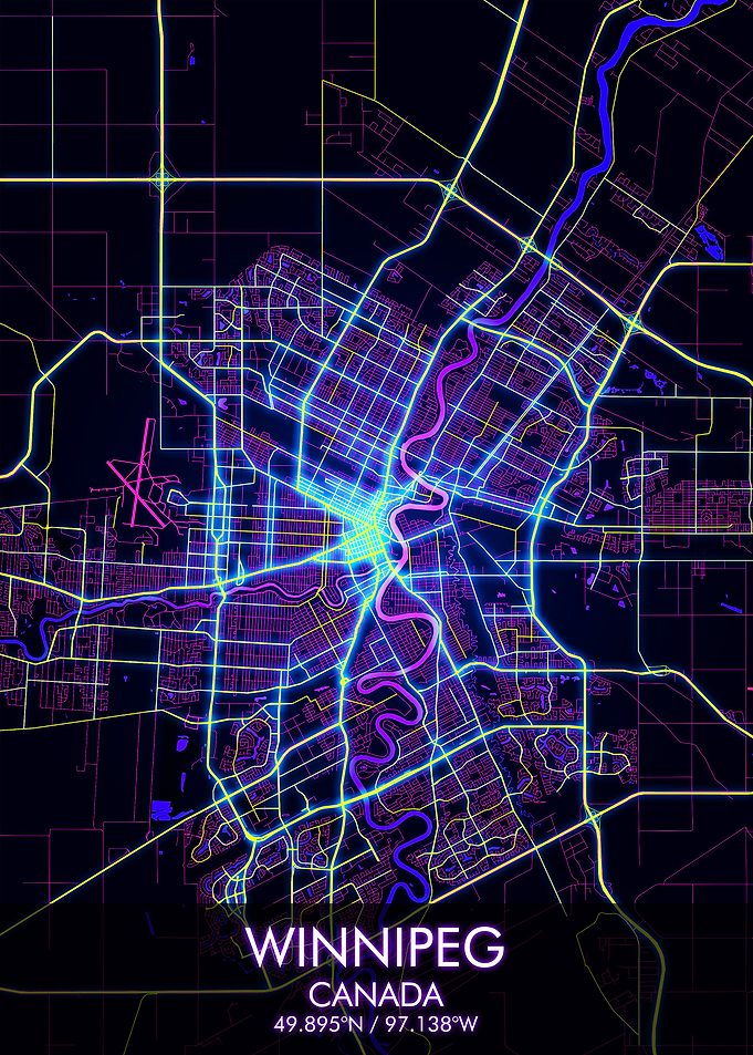 WINNIPEG Night City Map