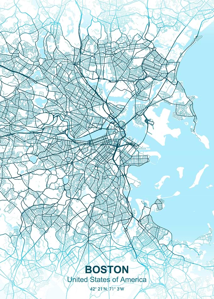 boston pastel city map
