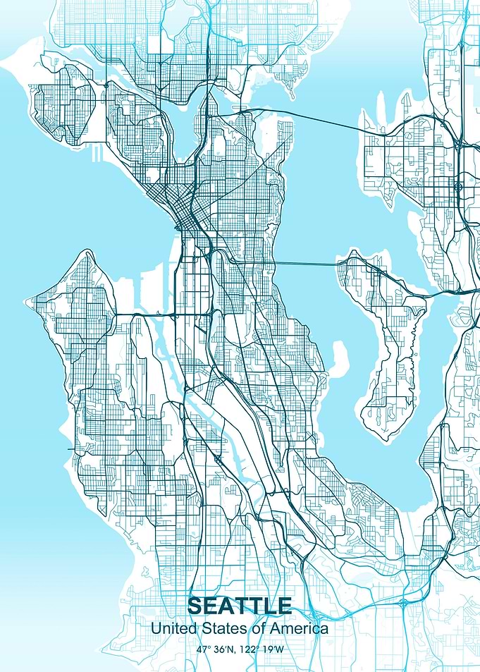 seattle pastel city map