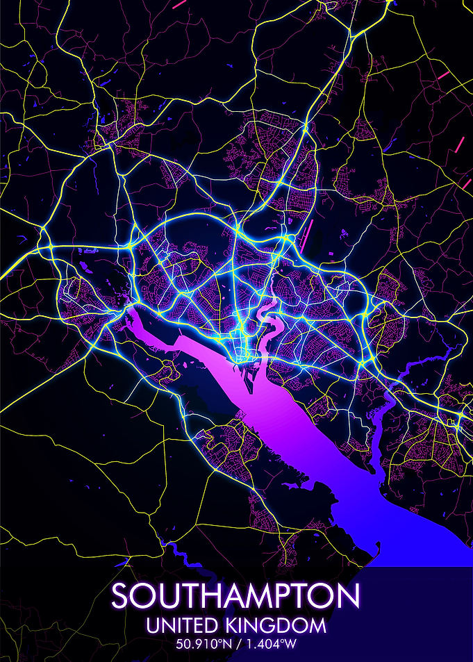 Southampton Night City Map
