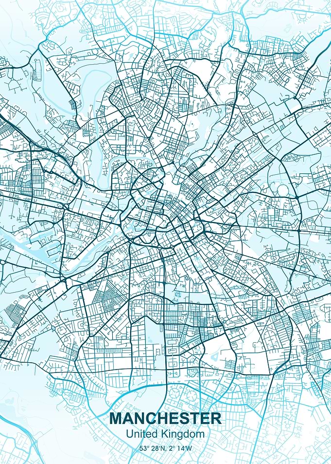 manchester pastel city map