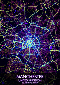Manchester Night City Map