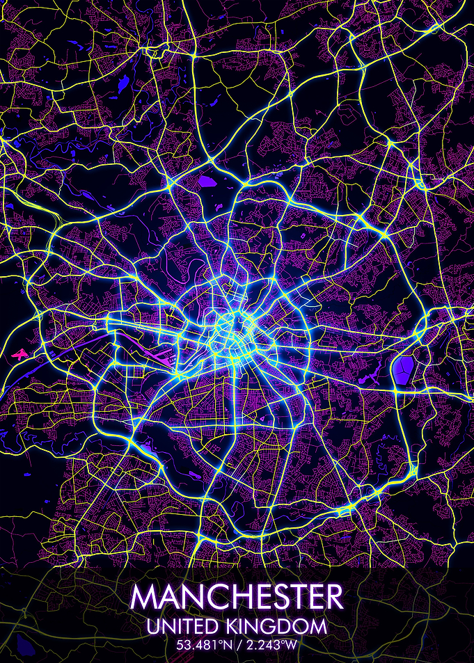 Manchester Night City Map