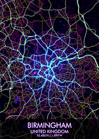 Birmingham Night City Map