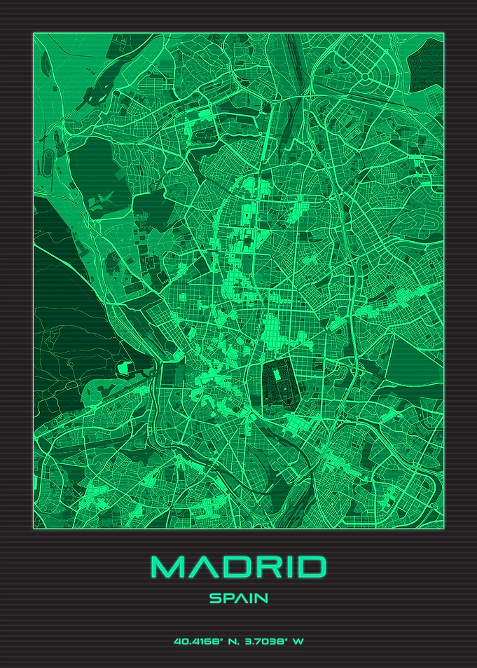 Madrid Spain Synthwave Map
