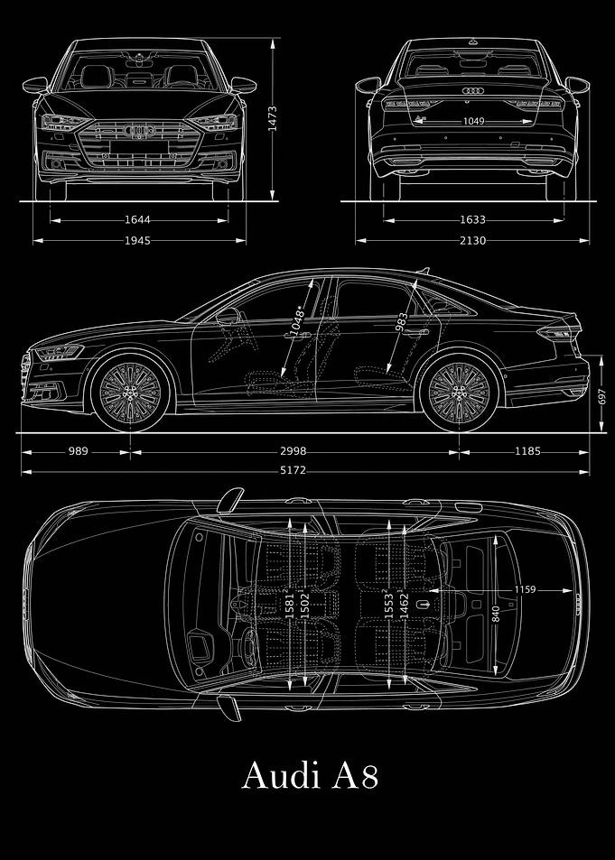 Audi A8 2017 blueprint