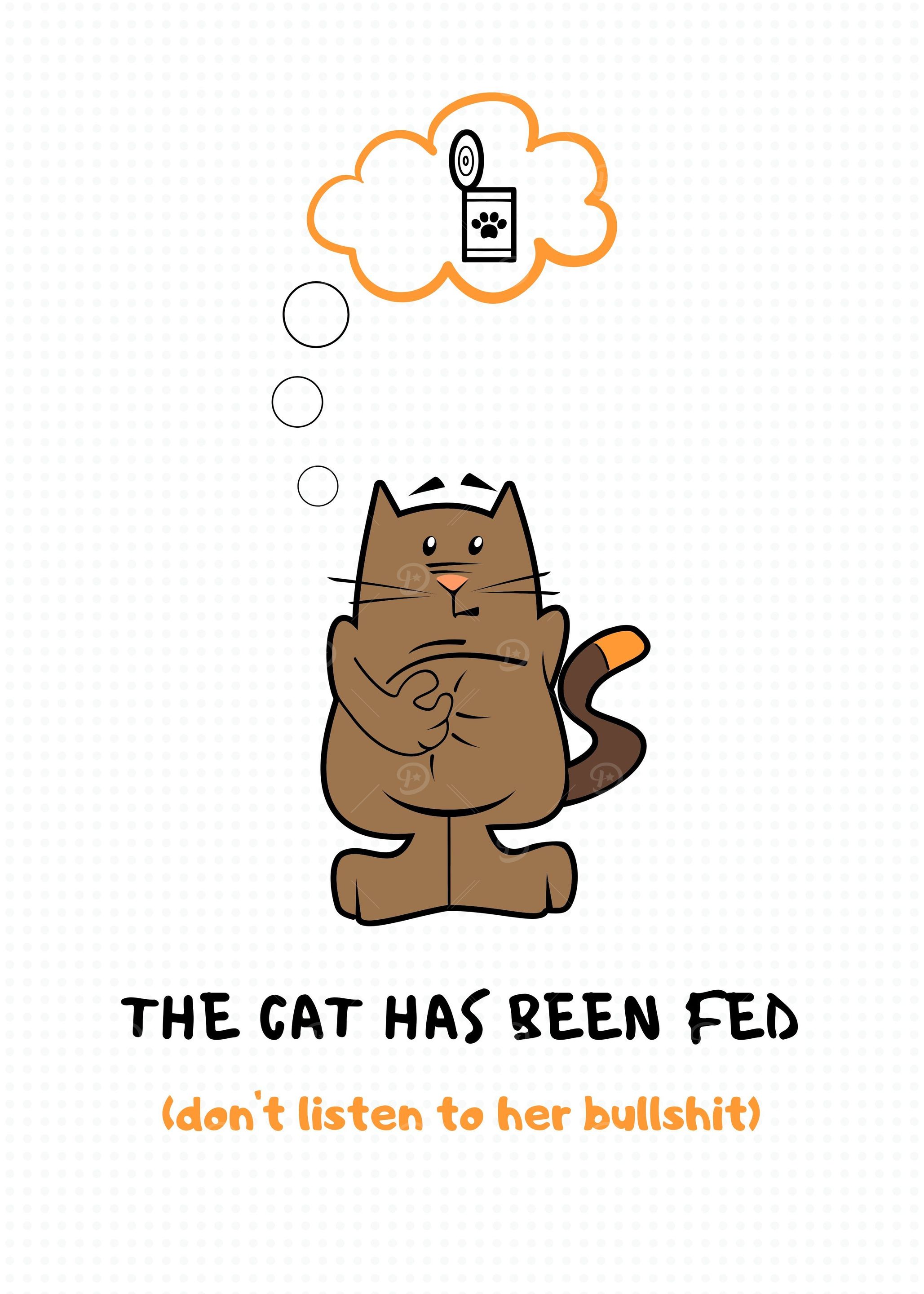Hungry cat illustration