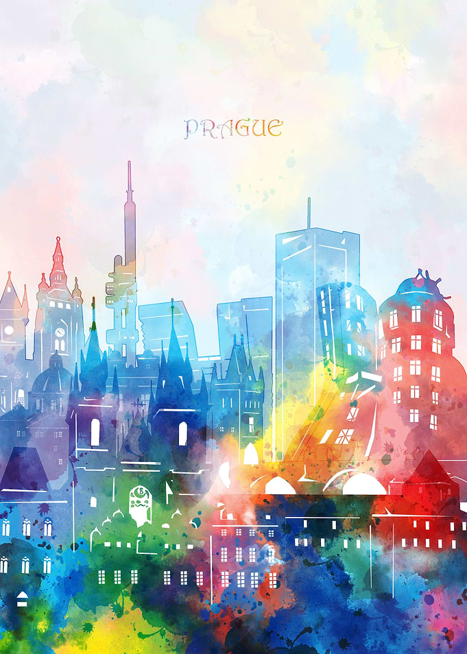 prague cityscape color