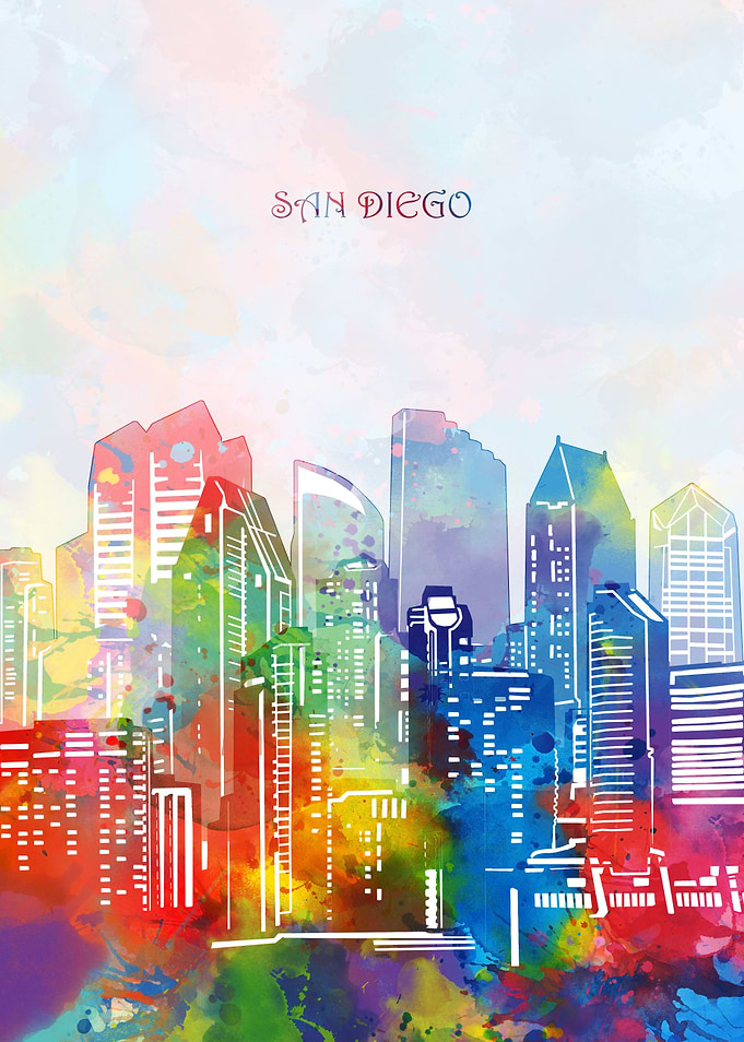 san diego cityscape color