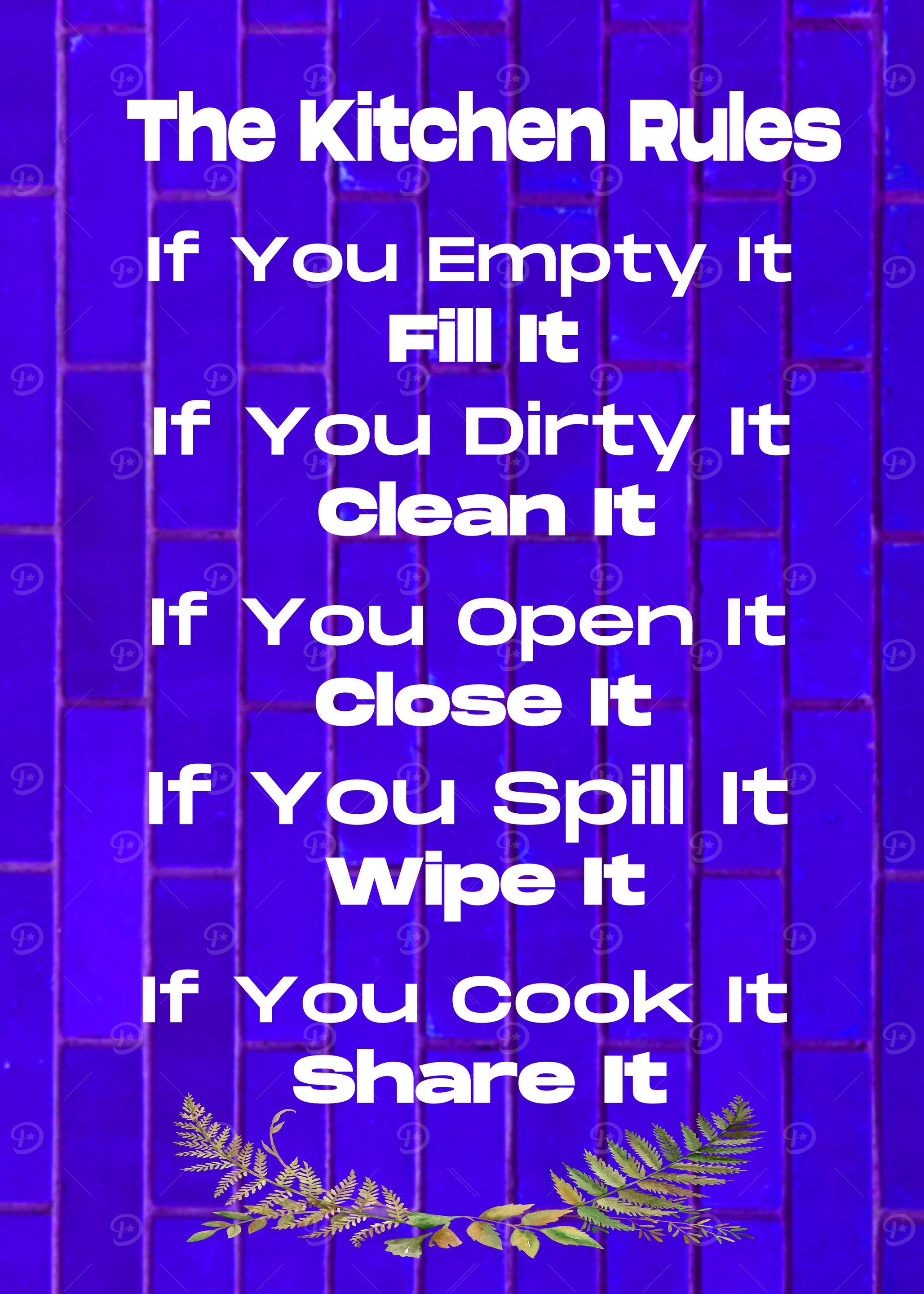 Kitchen Rules Wall Art