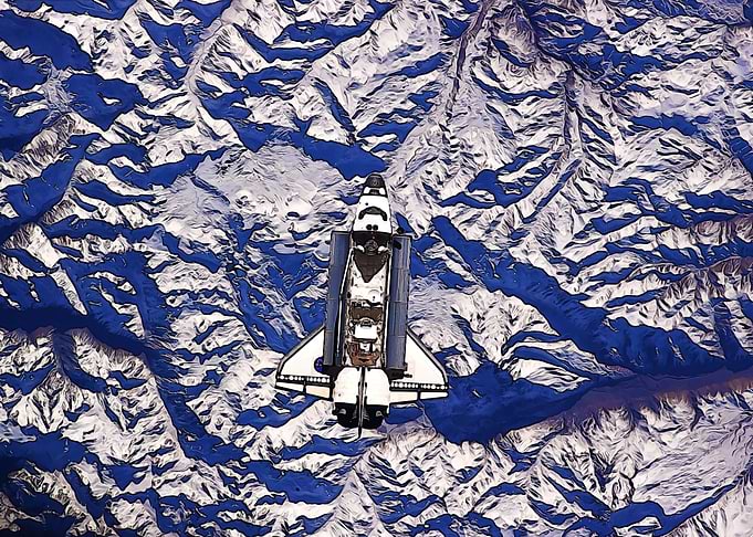Atlantis and snow mountain