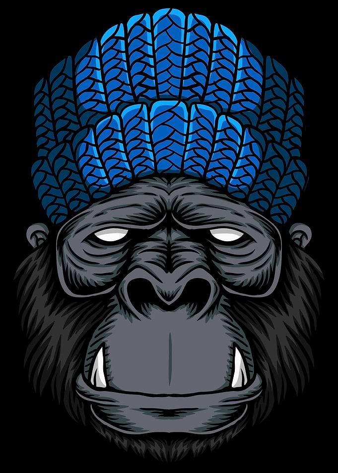 The gorilla head artwork