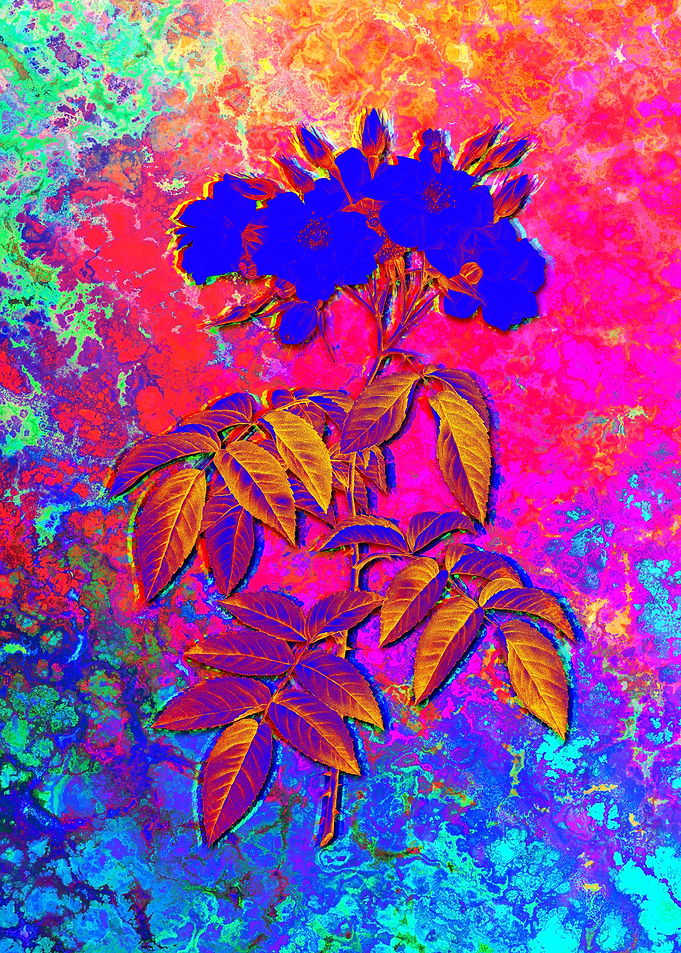 Acid Neon Flower Drawing
