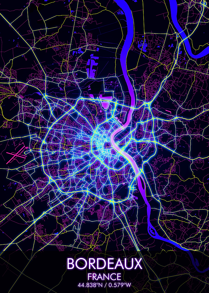 Bordeaux Night City Map