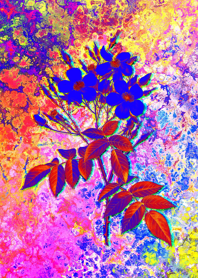 Acid Neon Flower Drawing