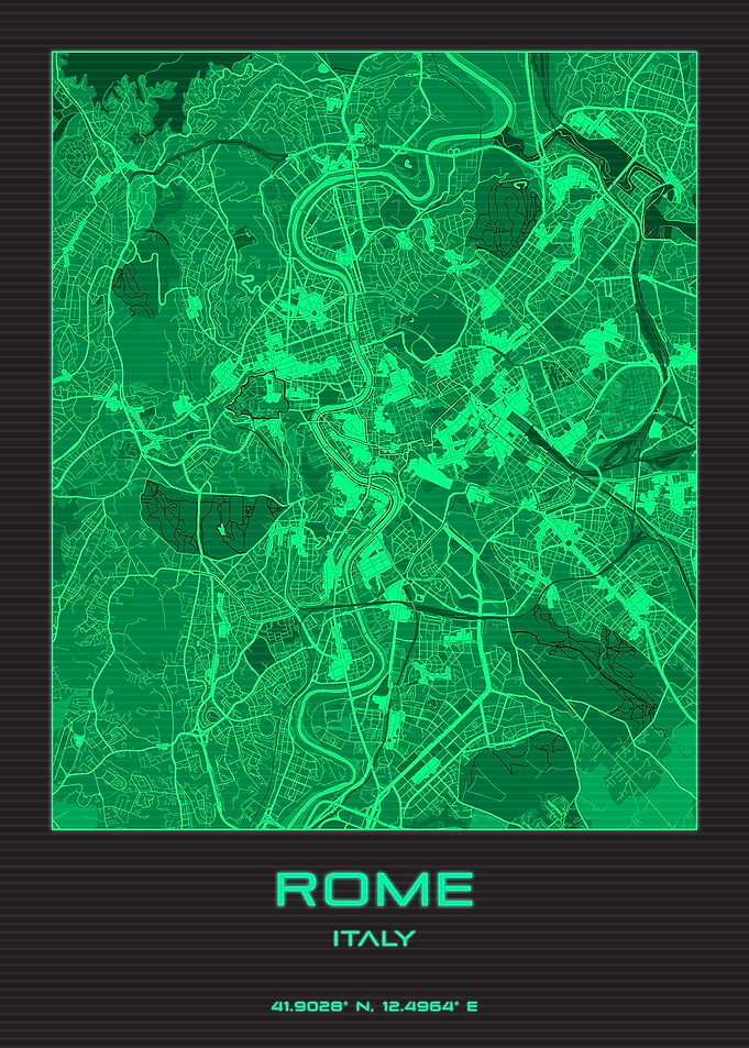 Rome Italy Synthwave Map