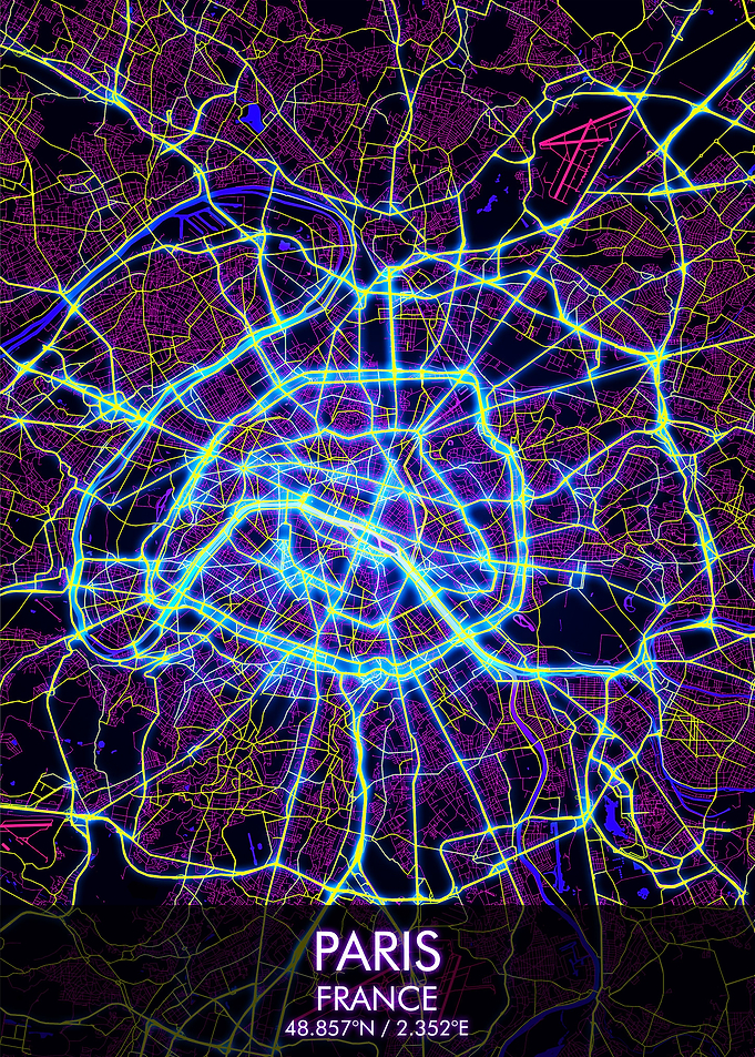 Paris Cyberpunk City Map