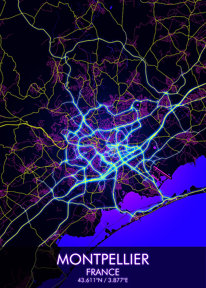 Montpellier Night City Map