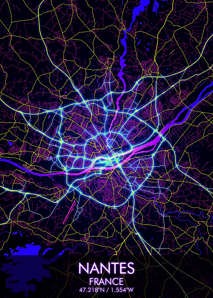 Nantes Night City Map