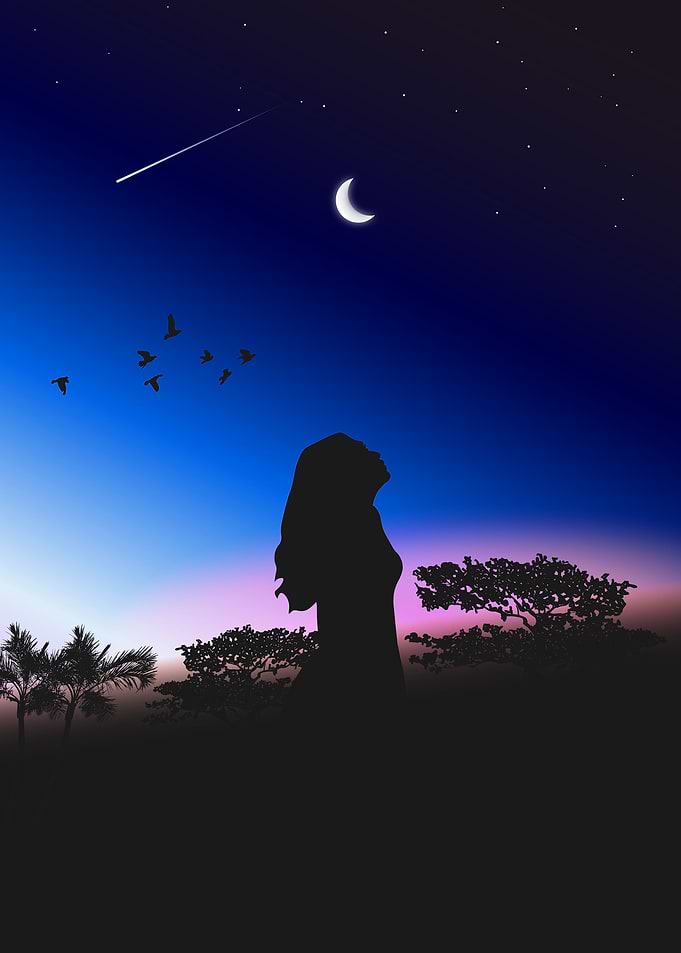 Girl in a pink sunset