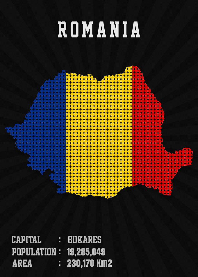 Romania Flag Map